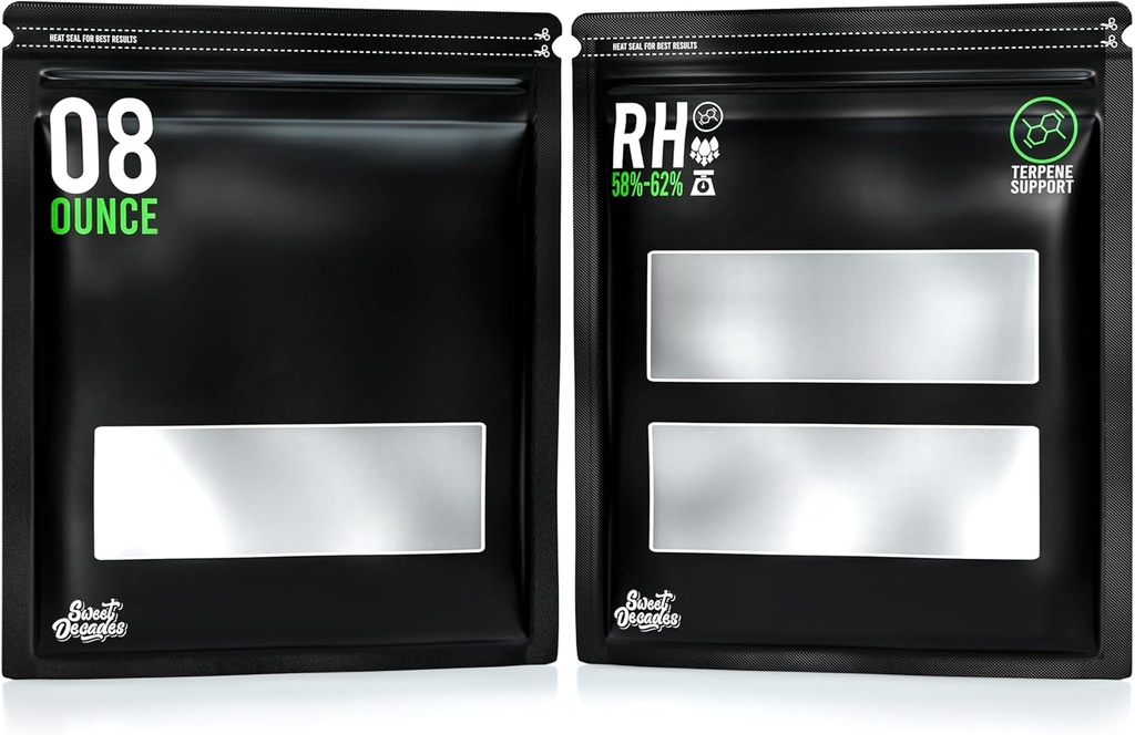 15 Pack - 1/2 Pound Terpene Curing Bags 58%-62% Humidity Control - Lock & Seal Storage Heat Sealable 14x12x5 Inch (8oz, 1/2 lb)