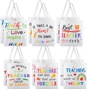 Aliceset 12 Pcs Teacher Appreciation Gifts Teacher Canvas Tote Bags in Bulk for Women Christmas Back to School Gifts