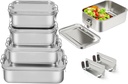 LEEPENK 304 Stainless Steel Lunch Box and Food Containers with Lids 4 Pack 1400/850/550/550ml, Leak-Proof and Stackable Stainless Steel Bento Box for Travel and Work Adults