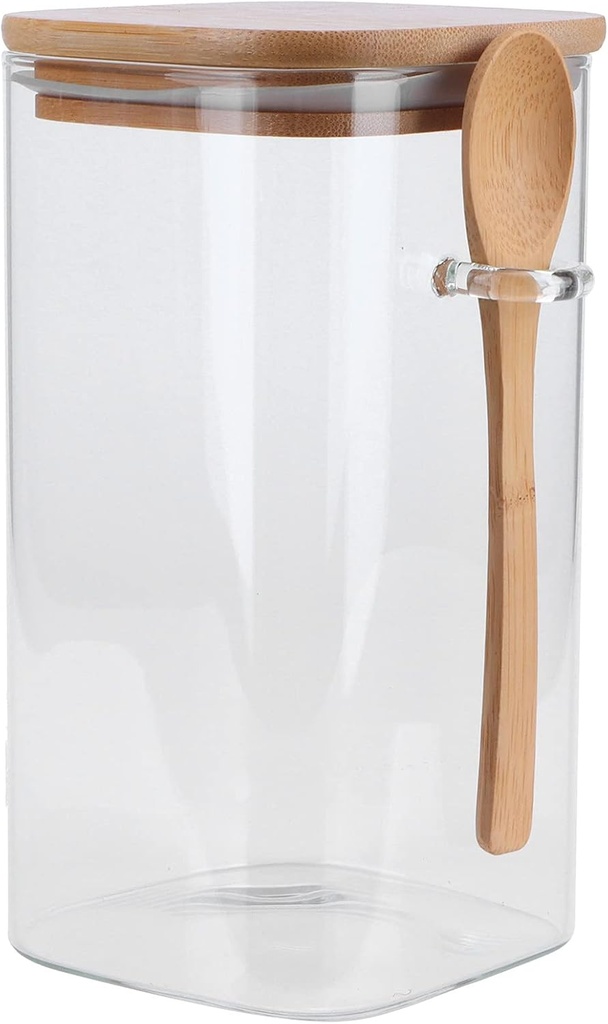 Glass Food Storage Canisters Glass Storage Jars with Airtight Lid and Spoon Clear Glass Canisters for Coffee Bean Storage, Dry Goods, Cookie, Candy, Tea, Spices(#3)