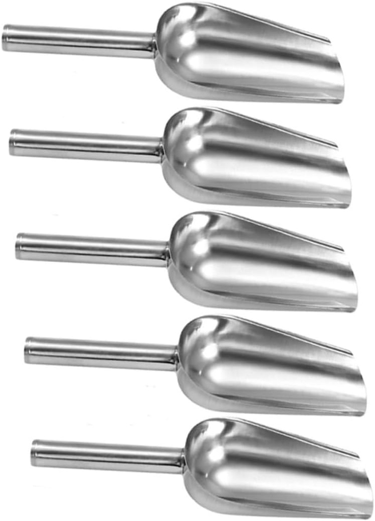 5pcs Stainless Steel Food Scoop Multi-functional Flour Rice Ice Shovels Ergonomic Handle Rustproof Kitchen Tools for Effortless Serving and Cooking