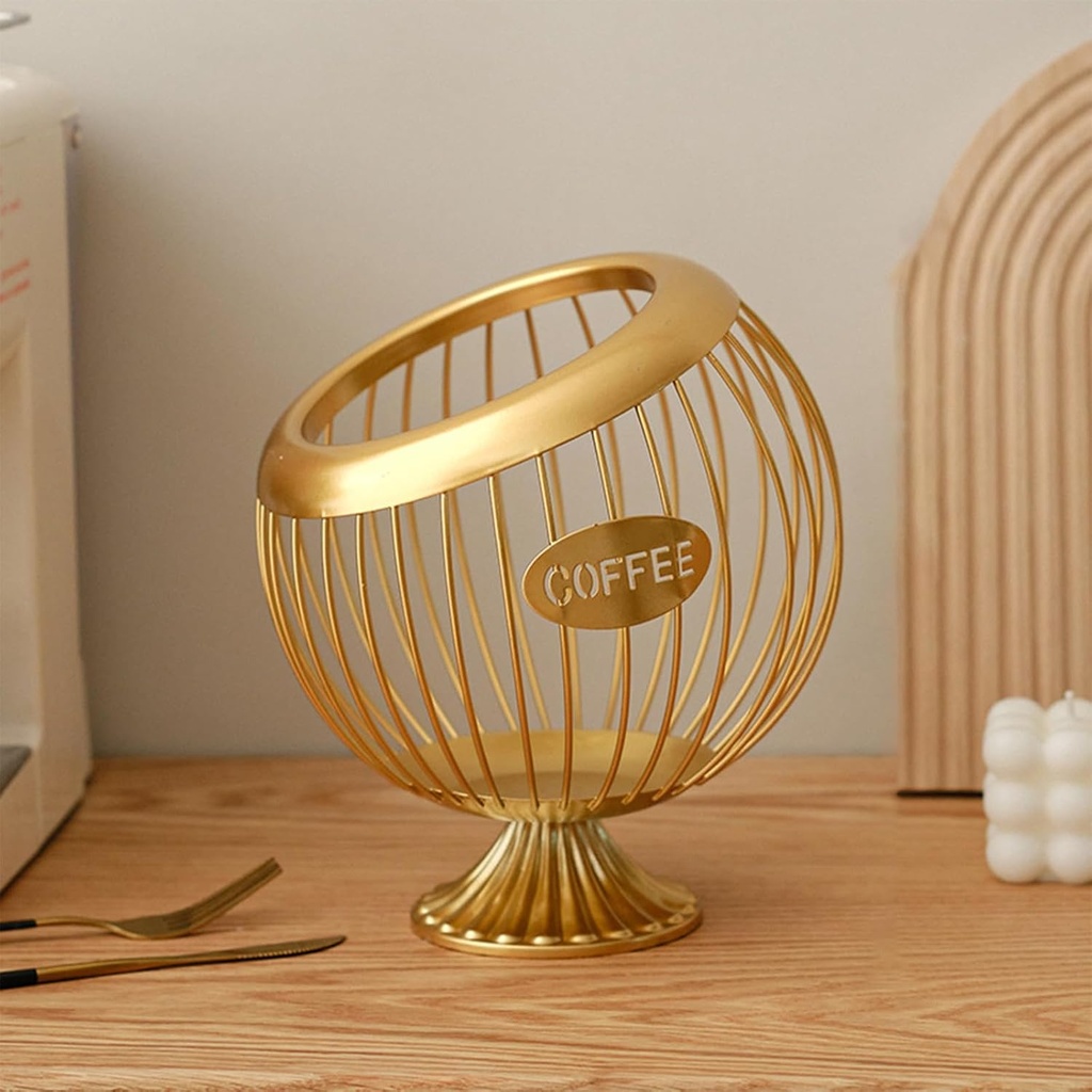 Coffee Pod Holder for Counter Large Capacity Keurig K-Cup Organizer Nespresso Vertuo Coffee Pod Storage Metal Coffee Station Organizer Coffee Bar Accessories and Decor (Gold, 7.87"L x 9.5"H)