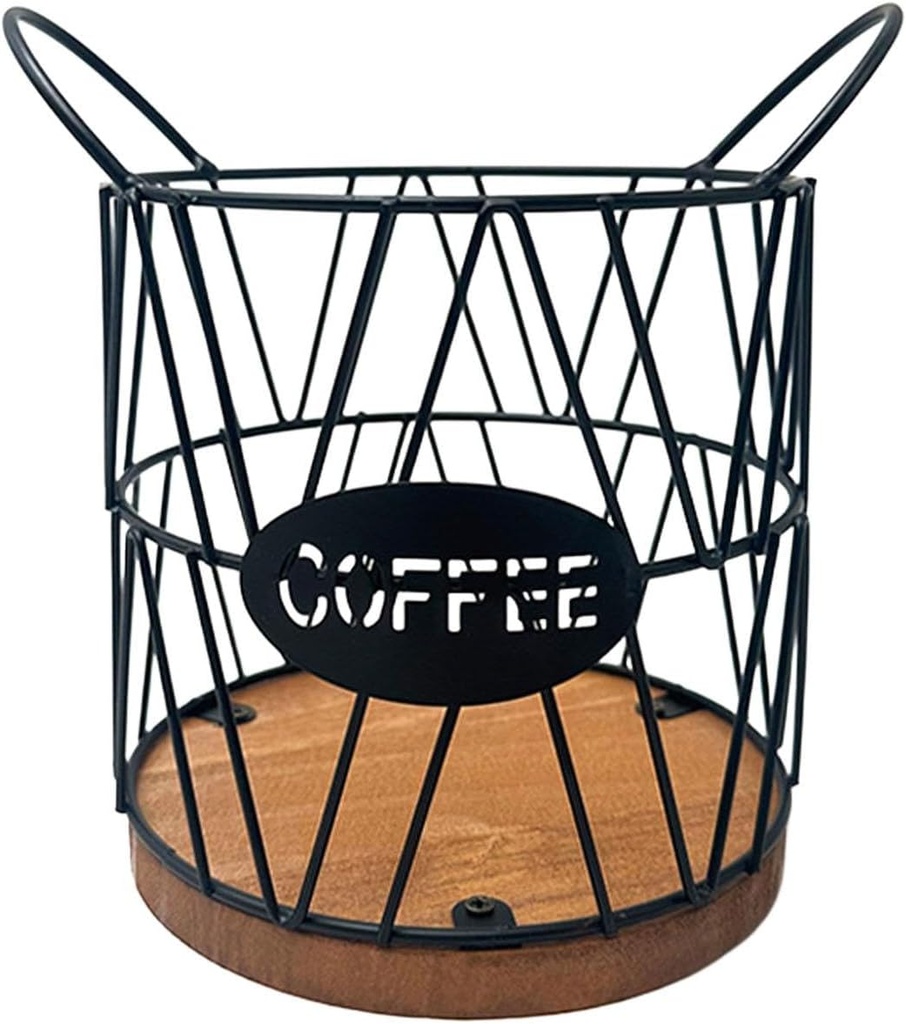 Qianly Coffee Pod Holder Organizer Coffee Bar Accessories Iron Coffee Capsule Storage Basket Coffee Capsule Cages for Family Bar, Small Black