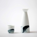 Sake Cup Set Sake Set Japanese 5 Piece Sake Serving Set, White Landscape Painting, for Cold/Warm/Hot Sake/Shochu/Tea, Best Gift Sake Pot Set