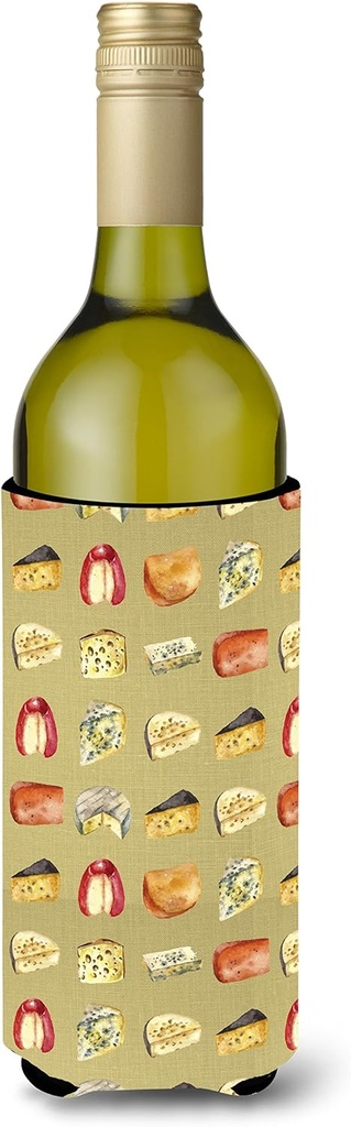 Caroline's Treasures BB5199LITERK Cheeses Wine Bottle Hugger Bottle Cooler Sleeve Hugger Machine Washable Collapsible Insulator Beverage Insulated Holder