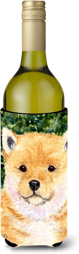Caroline's Treasures SS8726LITERK Shiba Inu Wine Bottle Hugger Bottle Cooler Sleeve Hugger Machine Washable Collapsible Insulator Beverage Insulated Holder