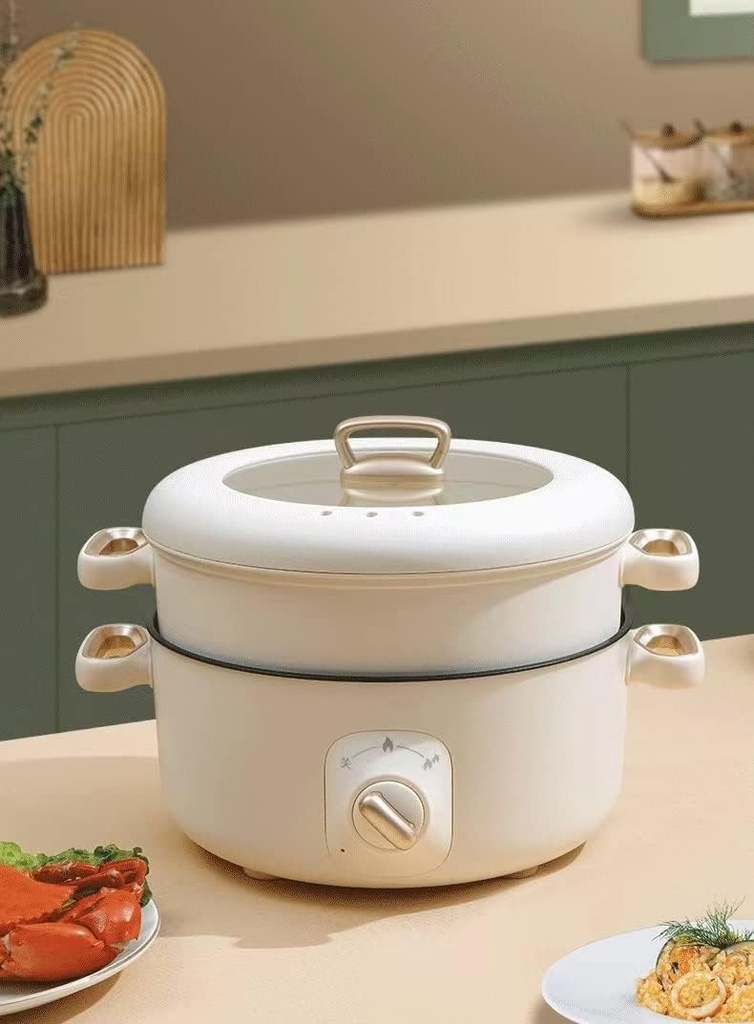 Electric Hot Pot Mini Portable Electric Pan Non-Stick Multi-Cooker with Lid Temperature Adjustments For Travel/Dormitory