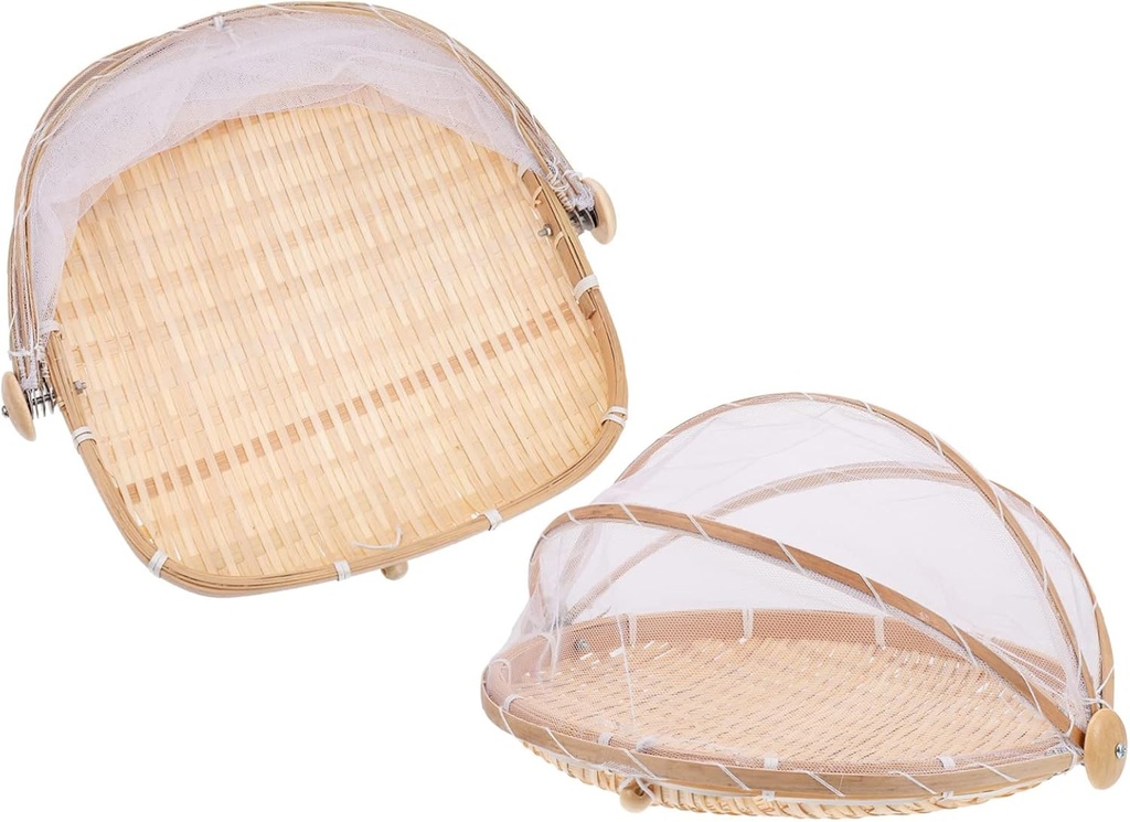 2pcs Organizing Baskets for Kitchen Bamboo Woven Storage Hanging Fruit Basket Home Decor Dustpan