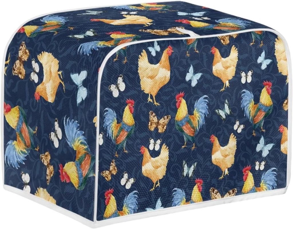 Toaster Cover 4 Slice,Rooster Chicken Pattern Kitchen Decor Toaster Dust Cover Protective Cover Bread Maker Cover Toaster Oven Cover,Machine Washable