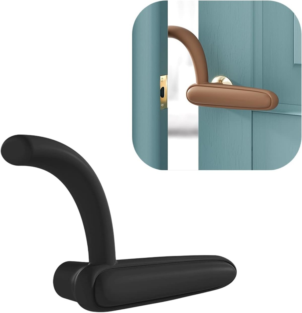 Door Pinch Guard Cat Dog Baby Door Stopper for Door Lever Handle Prevents Finger Pinch Injuries and Child or Pet from Getting Locked in Room Anti-Collision Anti Static Electricity (Black, Right)