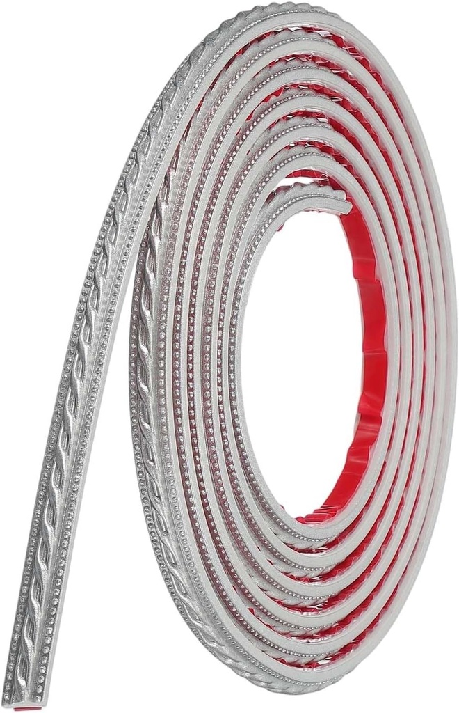 uxcell 9.8Ft x 0.47" Peel and Stick Molding Trim for Walls, Flexible Mirror Molding Trim Self-Adhesive Wall Paneling Strip Wallpaper Border for DIY Floor Wall Baseboard, Silver