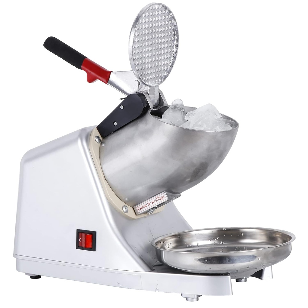300W Electric Ice Shaver Machine Shaved Ice Snow Cone Maker Ice Crusher Stainless Steel Blade 143 lbs New, Silver