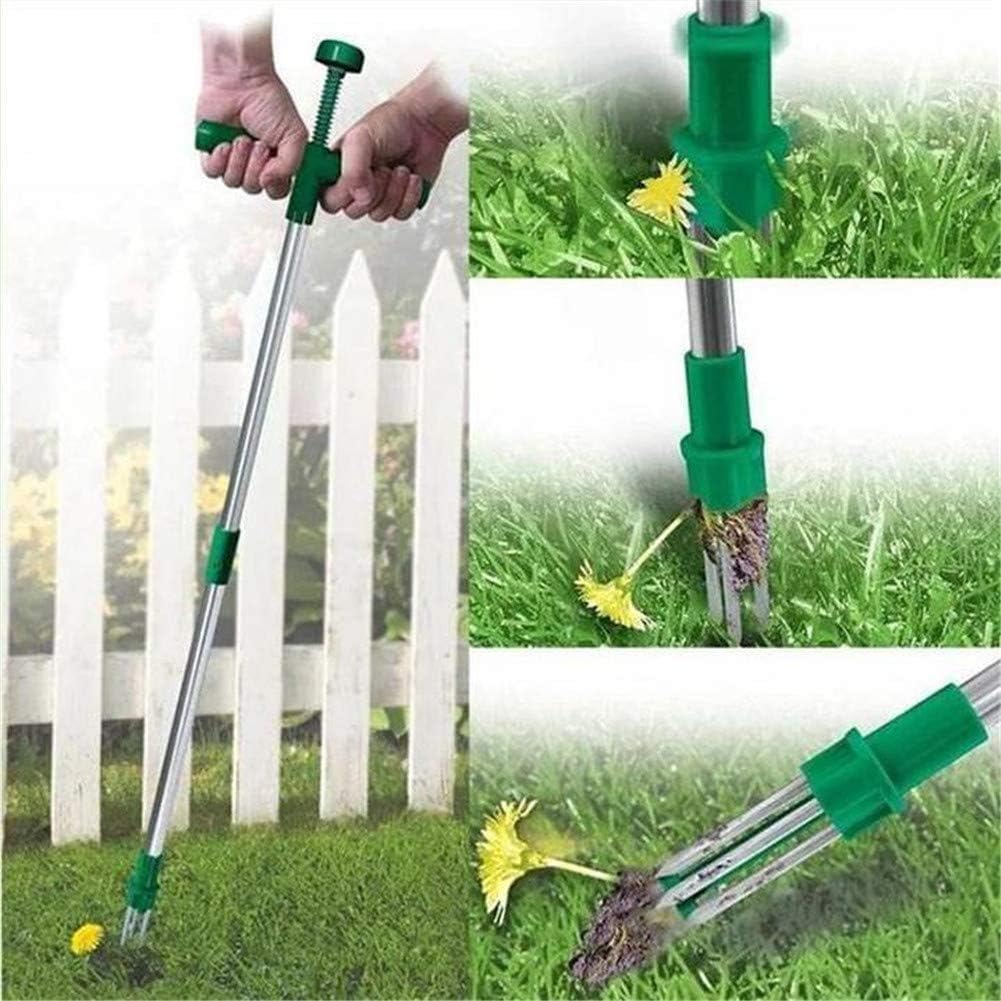 Stand Up Weeder, Standing Plant Root Remover Manual Weed Puller Root Removal Tool with 3 Claws - Hand Weeder Gardening Tool Stainless Steel 39" Long Handle and High Strength Foot Pedal