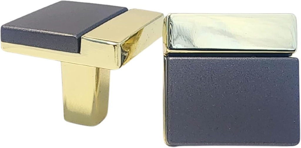 CAYBO 10 Pack Gold and Grey Cabinet Knobs Kitchen Cabinets Handles Zinc Alloy Cabinet Hardware Drawers pulls for Cupboard Dresser Closet(10, Gold Grey, Square)