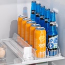 LAMU Drink Organizer for Fridge, Soda Can Organizer Dispenser for Refrigerator with Automatic Pusher Glide, Width Adjustable Clear Dividers, Can Holder for 6-20oz Beverage, 15''D x10''W, 3 Rows