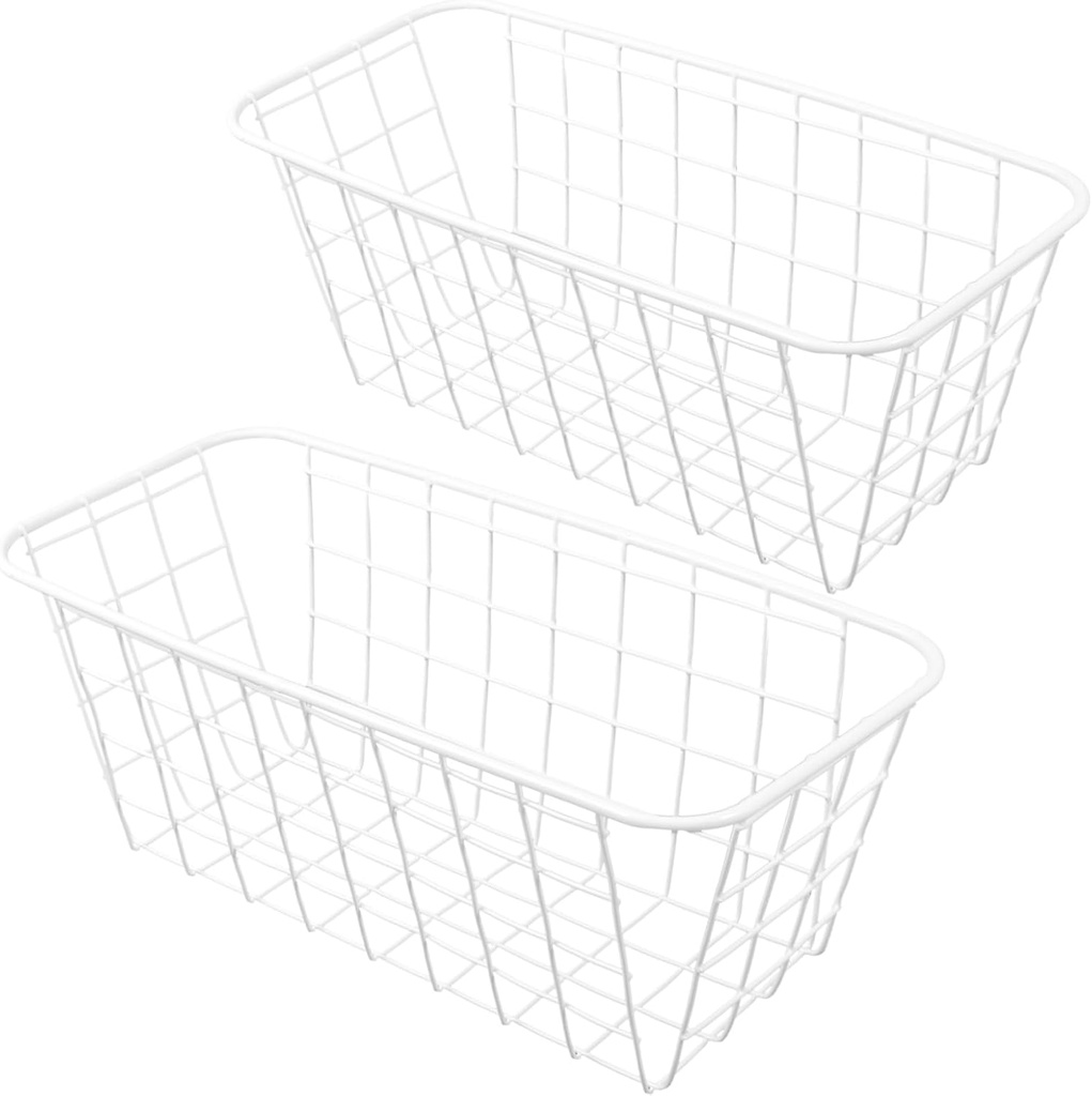 Luxshiny 2pcs Wall Hanging Storage Baskets Non-punching Wire Organizers for Kitchen Bathroom Material Capacity for Easy to Install Without Damage