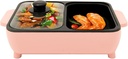 Hot Pot Electric with Grill 1200W Multifunctional Indoor Teppanyaki Grill/Korean BBQ/Shabu Shabu Hot Pot 2 in1 Indoor Non-Stick Shabu Shabu Pot & Frying Pan (Pink)