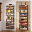 8-Tier Over The Door Pantry Organizer, Heavy-Duty Metal Wall Mount or Hanging Spice Rack, behind the door storage Shelves with Adjustable Basket, Back of Door Organizer for Kitchen Cabinet and Closet