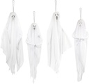 4 Pack 28" Halloween Hanging Ghosts for Halloween Party Decorations, Cute Flying Ghost for Front Yard Patio Lawn Garden Outdoor Tree Décor and Holiday Porch Haunted House Indoor Decoration