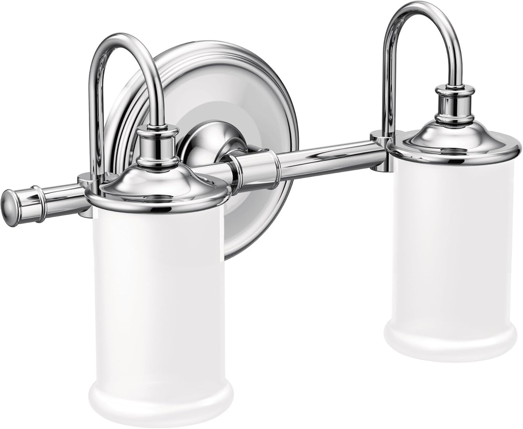 Moen YB6462CH Belfield 2-Light Dual-Mount Bath Bathroom Vanity Fixture with Frosted Glass, Chrome