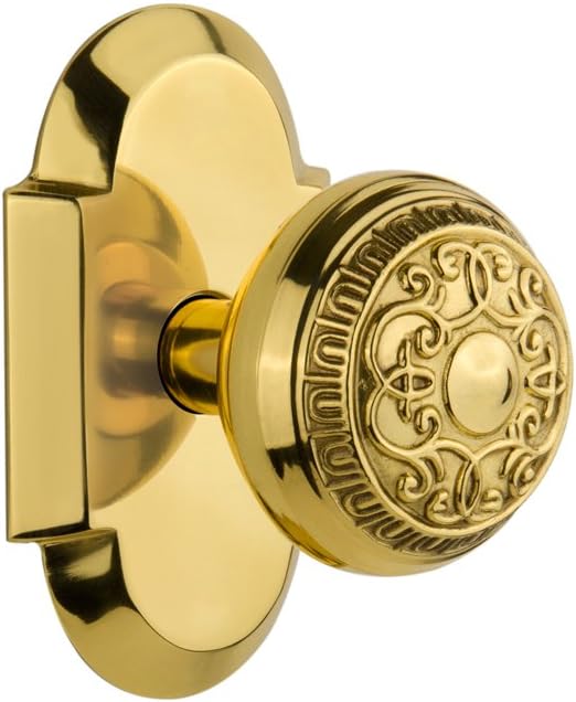 Nostalgic Warehouse 712810, Passage-2.375", Polished Brass Cottage Plate with Egg & Dart Door Knob