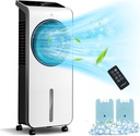 LDAILY 3-in-1 Evaporative Air Cooler, Portable Oscillating Swamp Cooler w/ 3 Modes, 24 Level Wind Speeds, 1-12H Timer, Remote Control & 2 Ice Packs, 5L Water Tank, Air Cooler for Room Home Office