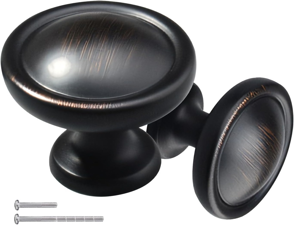 5Pack Dark Brushed Bronze Kitchen Cabinet Knobs Drawer Knobs Dresser Knobs- Solid Zinc Alloy Circular Knobs, Door Knobs, Handles for Dresser Drawers Φ1-1/5(31mm)