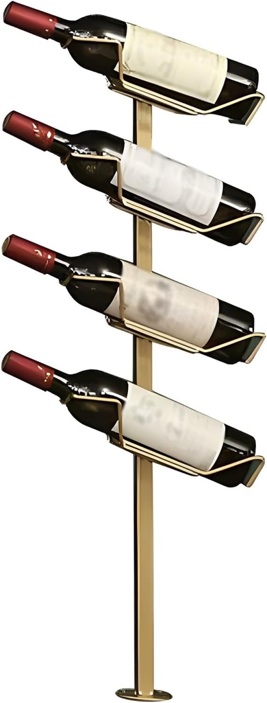 Metal Wine Rack Wall Mounted, Narrow Liquor Bottle Display Shelf, Hanging Wine Rack for Bar Wine Cellar Winery(Gold,4 Bottles)