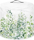 Insulated Pressure Cooker Appliance Cover for Rice Cooker, Air Fryer and Crock Pot, 8 Quart Dust Cover with Pocket for Spoon/Cooking Utensils/Recipes, Indoor Decor, Green Leaf White