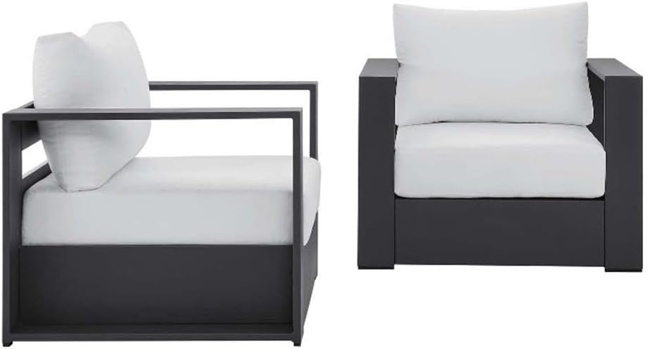 Modway Tahoe Aluminum 2-Piece Patio Set in Gray White