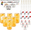 30 Pcs Teacher Appreciation Gift Set - Best Teacher Gifts, Back to School, Thank You Gifts, Retirement Gift for Women, with 16oz Coffee Glass Cup Keychains Zipper Bag Pen Greeting Card