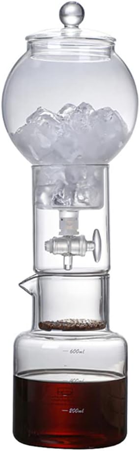 NA Ice Drip Coffee Maker 600ml Iced Coffee Maker Glass Cold Brew Maker with Filter for Home Office Bar Cafe (clear)