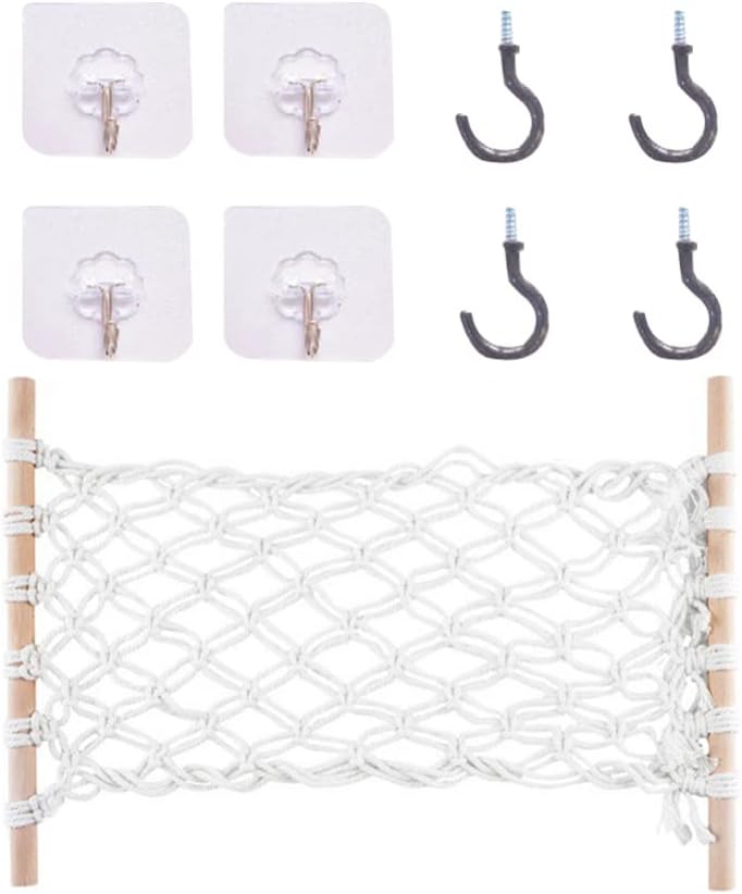 Homoyoyo Cotton Rope Fruit Vegetable Hanging Basket Kitchen Organizer Rustic Produce Basket for under Cabinet Banana Hammock Fruit Holder