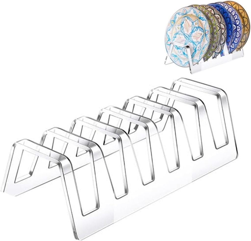 Plate Display Stand With 6 Slots, Transparent Acrylic Plate Organizer， 2025 New Transparent Acrylic Plate Organizerplate Display Stand With 6 Slots