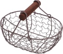 Angoily Wire Egg Basket, Round Egg Collecting Basket with Wooden Handle, Cherry Fruit Basket for Farm Fresh, Holder Countertop Gathering Basket, Kitchen Decor
