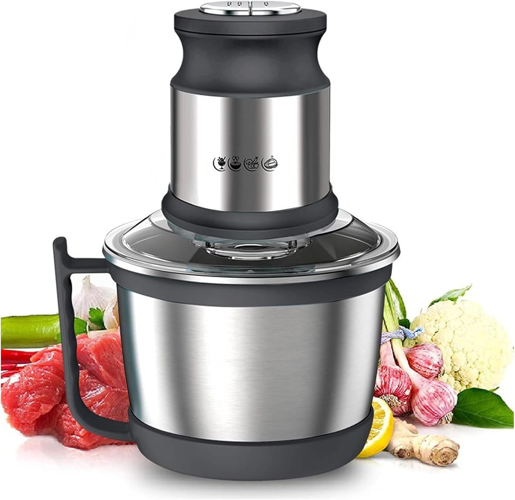 Electric Grinder Chopper Mincer 800W, Stainless Steel, High Efficiency Motor, Food Processor for Meat, Vegetables, Fruits, Onion and Nuts, Kitchen Cooking Machine 3L
