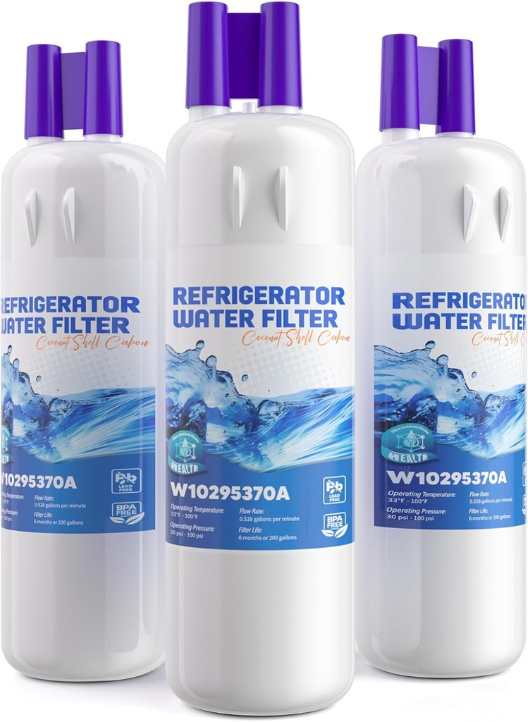 W10295370A Water Filter Replacement, Compatible with EDR1RXD1 Water Filter, Everydrop Filter 1, WHR1RXD1, W102953 70A, W10295370, EDR1RXD1B, 46-9081, 3 Pack JUNEFAY