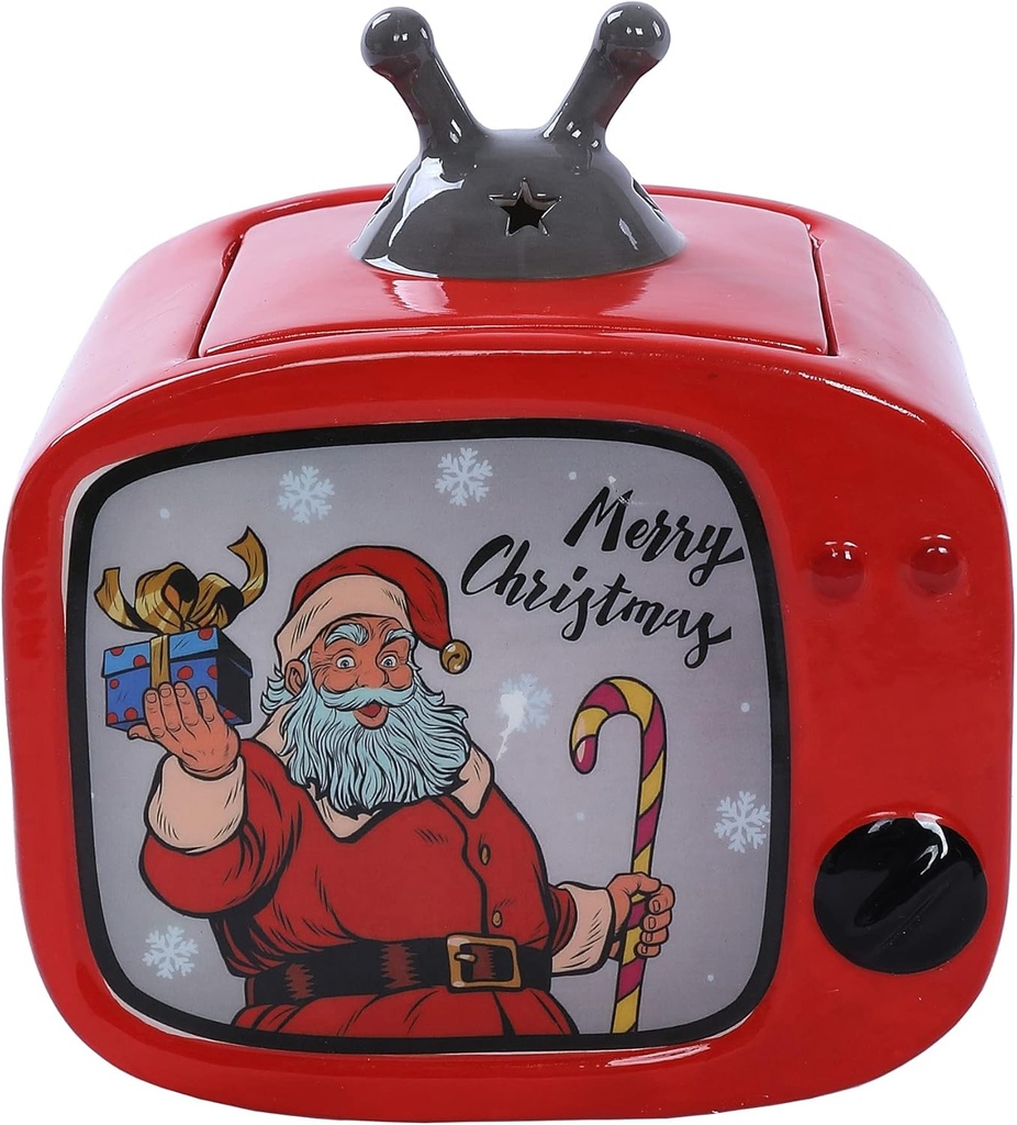 Stephanie Imports Merry Christmas - Vintage TV Christmas Themed Winter Holiday Ceramic Cookie Jar