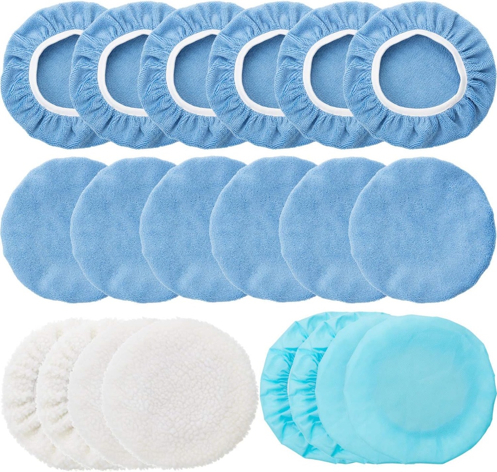 [BRSWGBINO4HWMETJ] 20 Pieces Car Orbital Buffer Polisher Pad Bonnet Microfiber Max Bonnet Polishing Buffing Pad Cover(5-6 Inches)