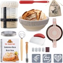 Complete Sourdough Bread Starter Kit, Glass Sourdough Starter Jar Kit & Tons of Sourdough Baking Supplies - Sourdough Starter Kit Includes Sourdough Jar, Banneton Bread Proofing Basket & More