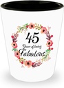 45th Birthday Gift - 45 Years of Being Fabulous Since 1975 Shot Glass Funny Unique for Women, Best Friend, Mom in Law, Sister, Coworker, Her