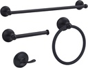 4 Pieces Matte Black Bathroom Hardware Set,Wall Mounted 23.6 inch Towel Bar Set Matte Black,Towel Rack Set,Toilet Paper Holder,Matte Black Bathroom Accessories Set, YM0254-B