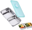 Stainless Steel Snack Containers, 2 Compartment Bento Box with Lids – Reusable, Leakproof, for Snacks Dips Travel and Outdoor Camping (1)