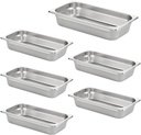 HECMAC 6 Pack Anti-Jam Hotel Pans, 1/3 Size 2 1/2 Inch Deep, Commercial Stainless Steel Chafing Steam Table Pan, Catering Storage Metal Food Pan, 23 Gauge