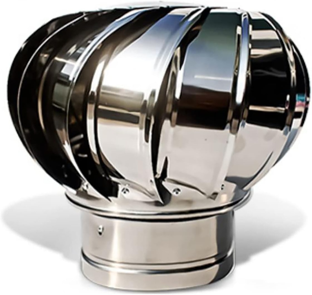 MBROS 304 Stainless Steel Rotating Chimney Cowl Powered by Wind Weatherproof Roof Vents Roof Turbine Ventilator Strong and Durable Fireplace Chimney Caps Ventilation Fans (100mm/3.9in)