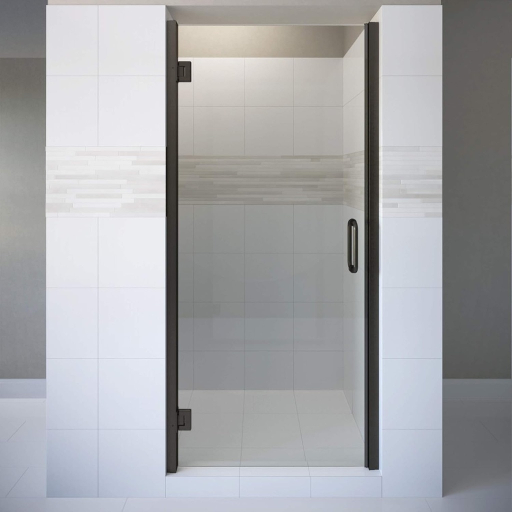 Basco Coppia 25 9/16-26 9/16 W x 76 H inch Frameless Swing Shower Door Clear Glass, Oil Rubbed Bronze Finish (COPA00A2676CLOR), 25-9/16 - 26-9/16 in. wide x 76 in. high