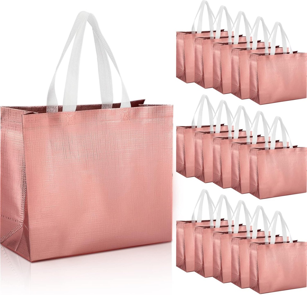 Reginary 72 Pack Reusable Gift Bags with Handles Glossy Reusable Grocery Tote Bags for Wedding Bridesmaid Birthday Christmas