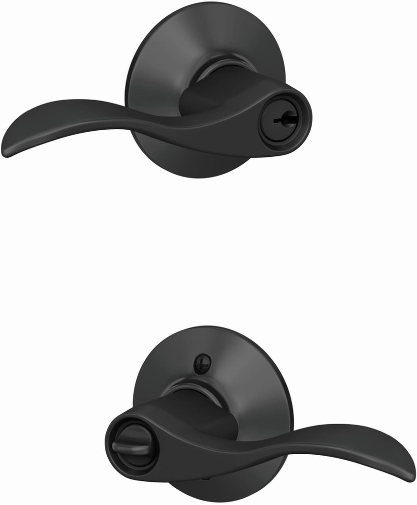 Schlage F51A ACC 622 Accent Door Lever, Keyed Entry Lock, Matte Black