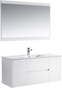 Blossom Single Bathroom Vanity with Ceramic Sink and Mirror | All Wood Floating Vanity Cabinet | 2 Doors and Soft-Closing U-Shaped Cutout Drawers| 48" w/Ceramic Sink and Mirror, Glossy White