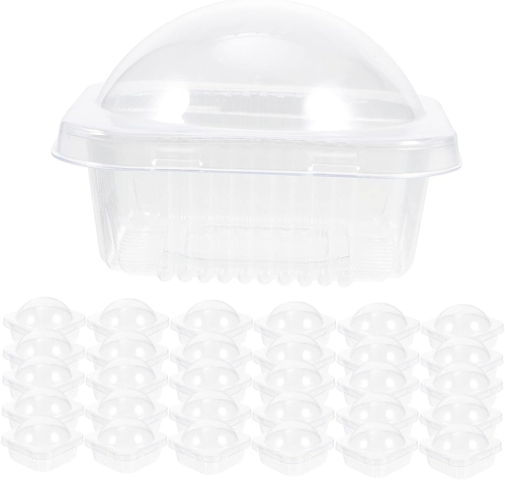 IMIKEYA Single Cupcake Container 50 Pcs Round Dessert Boxes Cake Lids Bulk Packaging for Cupcakes Macarons Snacks